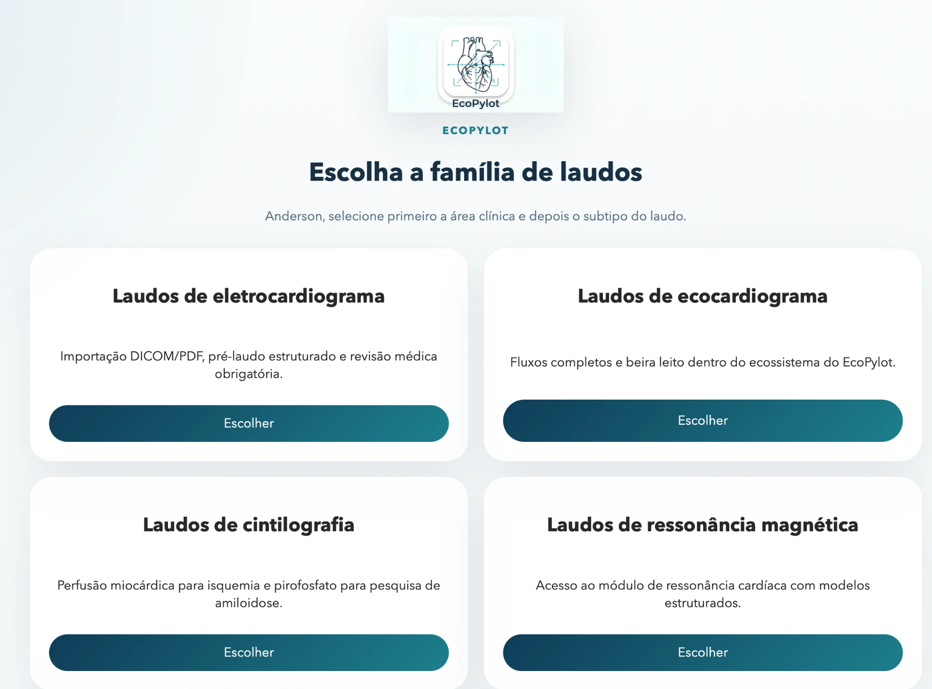 Seleção da família de laudos